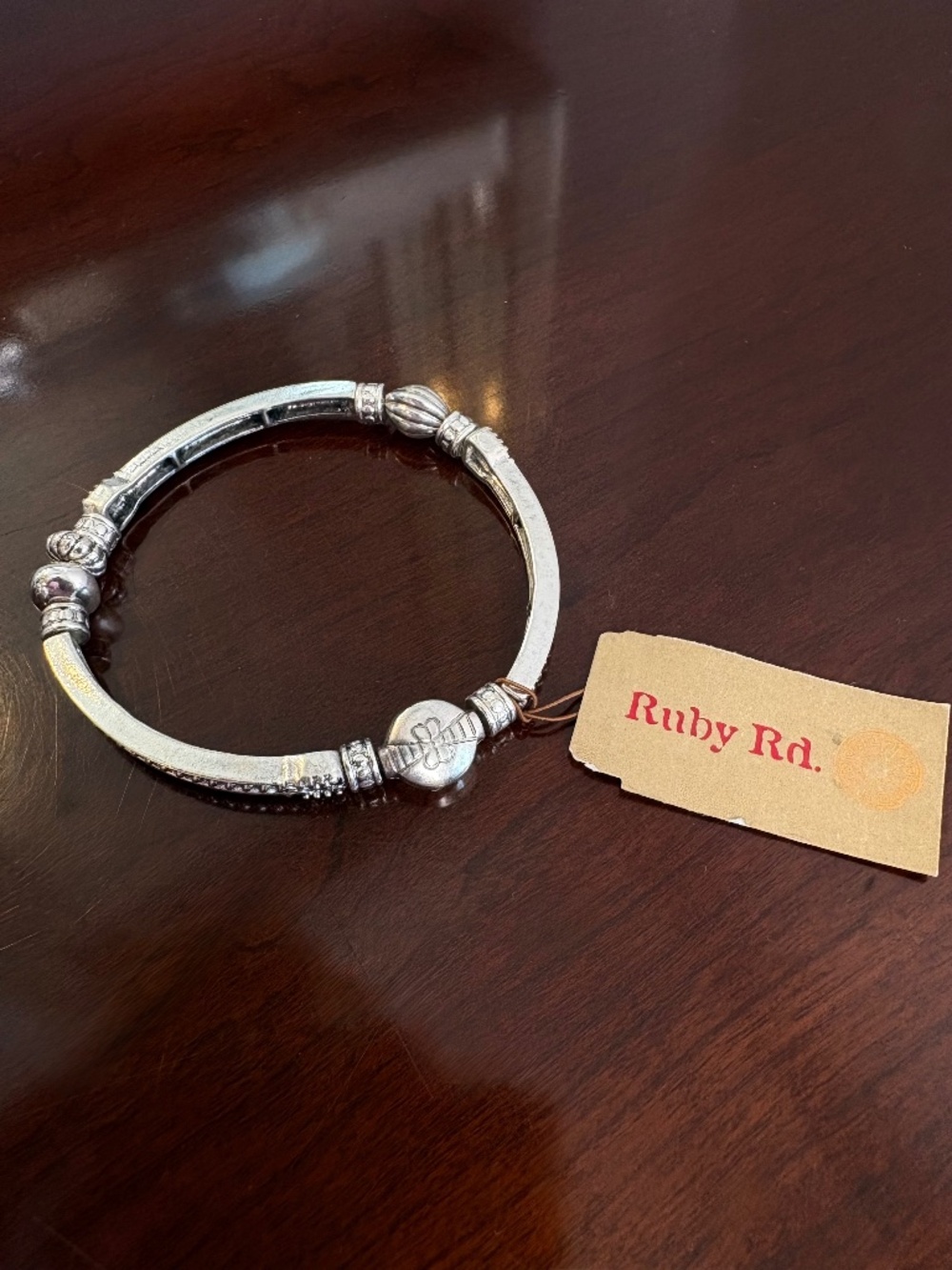 Ruby Road Silver Tone Ornate Vintage Style Bracelet with Bee Motif